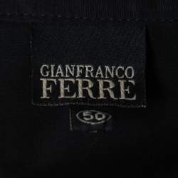 Pre Owned Gianfranco Ferre Vintage Black Cotton Button Detail Tie-Fastening Shirt XL