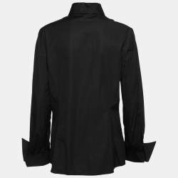 Pre Owned Gianfranco Ferre Vintage Black Cotton Button Detail Tie-Fastening Shirt XL