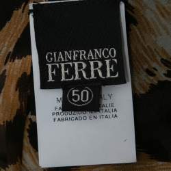 Pre Owned Gianfranco Ferre Brown Vintage Animal Print Chiffon & Lace Trim Halterneck Dress L