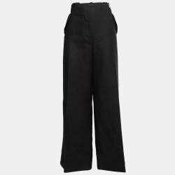Gianfranco Ferre Vintage Black Linen Wide Leg Trousers L