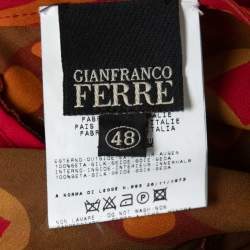 Gianfranco Ferre Vintage Red Printed Silk Embellished Maxi Skirt L