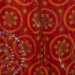 Gianfranco Ferre Vintage Red Printed Silk Embellished Maxi Skirt L