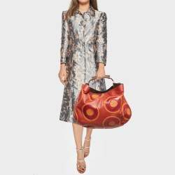 Gianfranco Ferre Multicolor Leather, Snakeskin and Ostrich Embroidered Patch Hobo