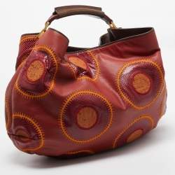Gianfranco Ferre Multicolor Leather, Snakeskin and Ostrich Embroidered Patch Hobo