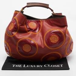 Gianfranco Ferre Multicolor Leather, Snakeskin and Ostrich Embroidered Patch Hobo