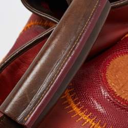 Gianfranco Ferre Multicolor Leather, Snakeskin and Ostrich Embroidered Patch Hobo