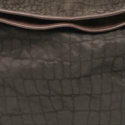 Gianfranco Ferre Dark Brown Fabric and Leather Chain Bucket Bag