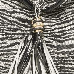 Gianfranco Ferre Black/White Zebra Effect Straw Tassel Hobo