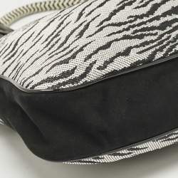 Gianfranco Ferre Black/White Zebra Effect Straw Tassel Hobo