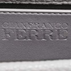 Gianfranco Ferre Grey Leather Logo Flap Shoulder Bag