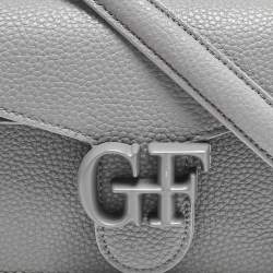 Gianfranco Ferre Grey Leather Logo Flap Shoulder Bag
