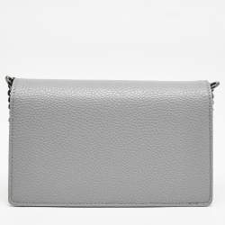 Gianfranco Ferre Grey Leather Logo Flap Shoulder Bag