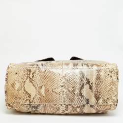 Pre Owned Gianfranco Ferre Beige/Black Watersnake and Leather Charm Satchel