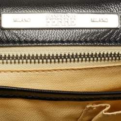 Pre Owned Gianfranco Ferre Beige/Black Watersnake and Leather Charm Satchel