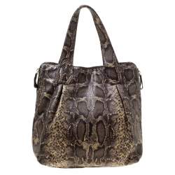 GF Ferre Black/Yellow Embossed Python Leather Tote