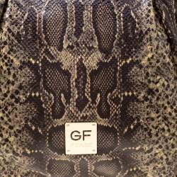 GF Ferre Black/Yellow Embossed Python Leather Tote