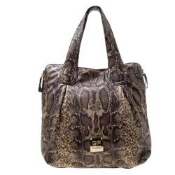GF Ferre Black/Yellow Embossed Python Leather Tote