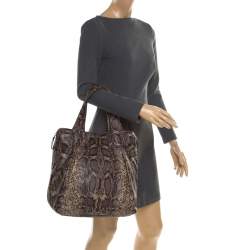 GF Ferre Black/Yellow Embossed Python Leather Tote