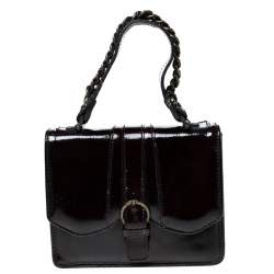  Gianfranco Ferre Burgundy Patent Leather Satchel