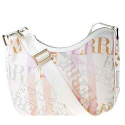 Gianfranco Ferre Multicolor Logo Print PVC and Canvas Shoulder Bag