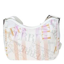 Gianfranco Ferre Multicolor Logo Print PVC and Canvas Shoulder Bag