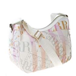 Gianfranco Ferre Multicolor Logo Print PVC and Canvas Shoulder Bag