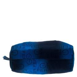 Pre Owned Gianfranco Fere Blue/Black Ombre Logo Print Fabric Bowler Bag