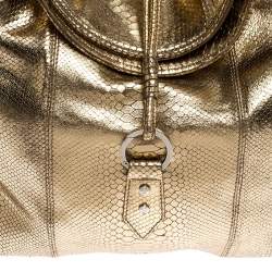 Pre Owned Gianfranco Ferrer Gold Python Embossed Leather Hobo