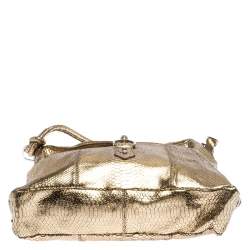 Pre Owned Gianfranco Ferrer Gold Python Embossed Leather Hobo