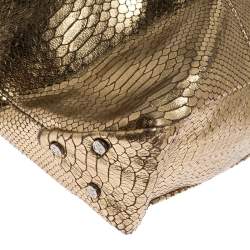 Pre Owned Gianfranco Ferrer Gold Python Embossed Leather Hobo