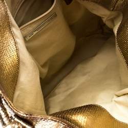 Pre Owned Gianfranco Ferrer Gold Python Embossed Leather Hobo