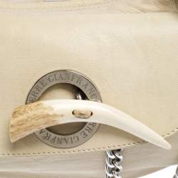 Pre Owned Gianfranco Ferre Cream Leather Side Pocket Shoulder Bag