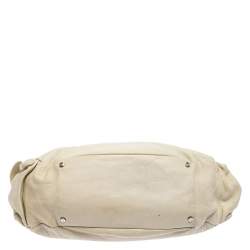 Pre Owned Gianfranco Ferre Cream Leather Side Pocket Shoulder Bag