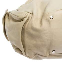 Pre Owned Gianfranco Ferre Cream Leather Side Pocket Shoulder Bag