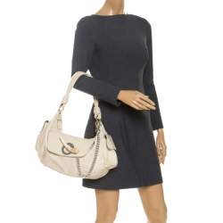 Pre Owned Gianfranco Ferre Cream Leather Side Pocket Shoulder Bag