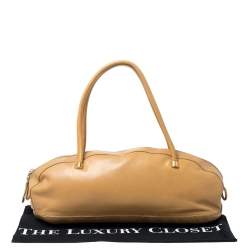 Pre Owned Gianfranco Ferre Beige Leather Bowler Bag