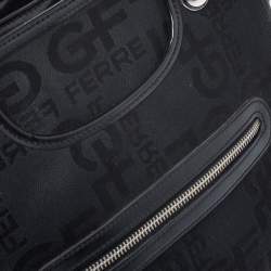 GF Ferre Black Signature Front Zip Hobo