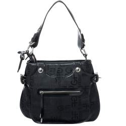 GF Ferre Black Signature Front Zip Hobo