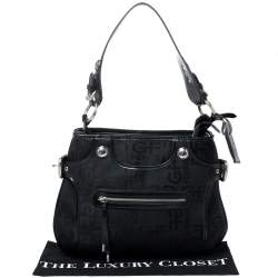 GF Ferre Black Signature Front Zip Hobo