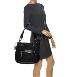 GF Ferre Black Signature Front Zip Hobo