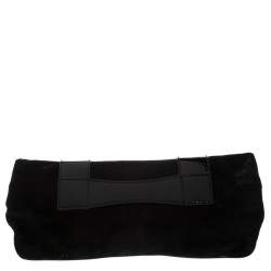 Gianfranco Ferre Black Fabric and Patent Leather Flap Clutch