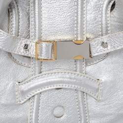Gianfranco Ferre Silver Leather Flap Buckle Satchel