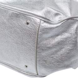 Gianfranco Ferre Silver Leather Flap Buckle Satchel