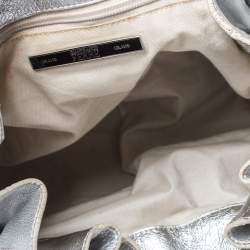 Gianfranco Ferre Silver Leather Flap Buckle Satchel