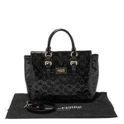Gianfranco Ferre Signature Embossed Patent Leather Buckle Handle Tote
