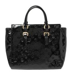 Gianfranco Ferre Signature Embossed Patent Leather Buckle Handle Tote