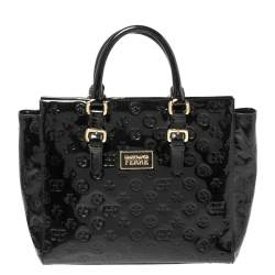 Gianfranco Ferre Signature Embossed Patent Leather Buckle Handle Tote