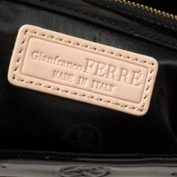 Gianfranco Ferre Signature Embossed Patent Leather Buckle Handle Tote