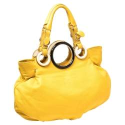 Pre Owned Gianfranco Ferre Mustard Soft Leather Ring Handle Shoulder Bag