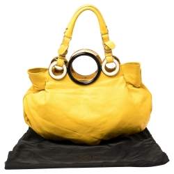 Pre Owned Gianfranco Ferre Mustard Soft Leather Ring Handle Shoulder Bag